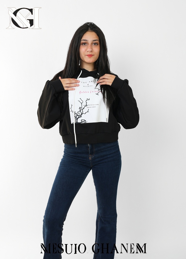 S250160135 سويت شيرت هودي قصير