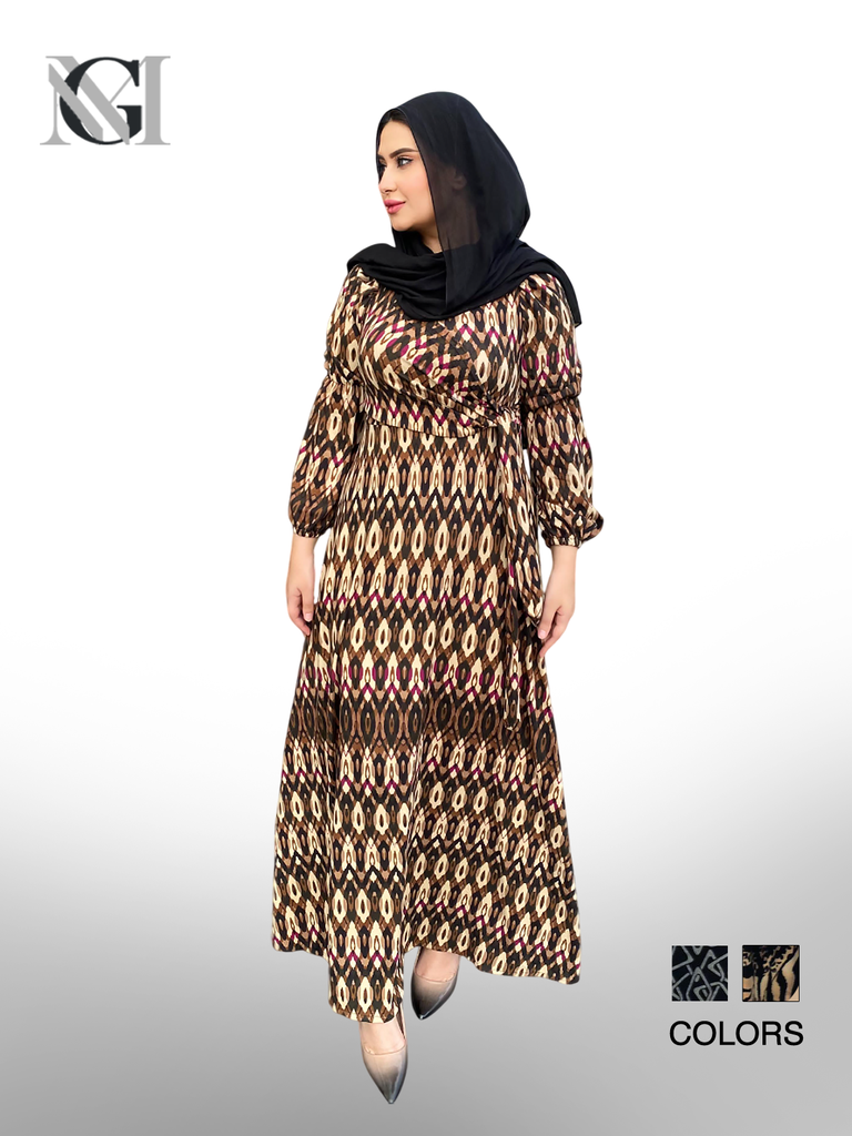 W240810199 فستان طويل كم طويل