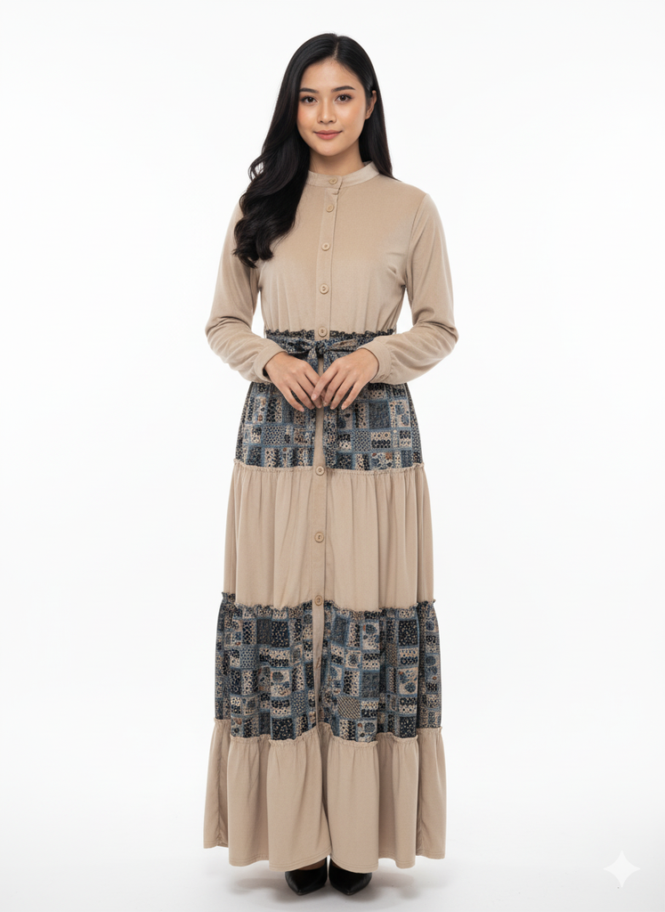 W240810152/3 فستان طويل كم طويل