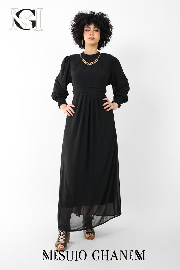 S250110222 فستان طويل كم طويل